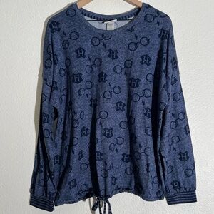 Harry Potter Wizarding World Blue Novelty Soft Sweater with Drawstring Size XL